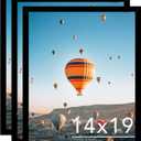 14x19 Black Picture Frame Set of 3, Horizontal and Vertical Formats for Wall Hanging, 14 x 19 Wall Gallery Poster Photo Frames with Durable Shatter Resistant Plexiglass, 3 Pack, Black