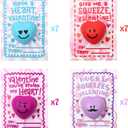 28-Pack Heart-Shaped Stress Relief Balls with Cards - Kids' Valentine Party Favors, Gifts, School Supplies
