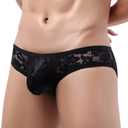 Transparent Sexy Mens Lingerie Gay Lingerie For Men Sissy Femboy Panties Cute Underwear Sissy Thongs Low Rise Underwear (US, Alpha, Large, Regular, Regular, Black) (Black, L)