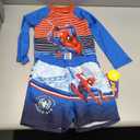 Marvel Spider-Man Boys UPF 50+ Rash Guard and Swim Trunks for Toddler and Big Kids (Blue) 4T