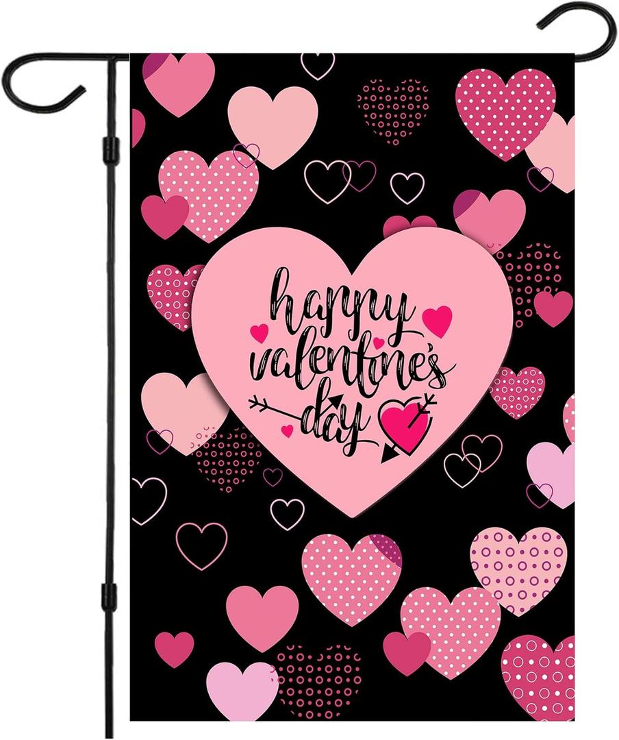 6 x Valentine Flag,Double Sided Valentine's Day Garden Flag 12.5 x 18 Inch Valentine House Flags for Valentine's Day Decoration