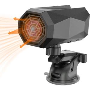 12V 150W Max Heater For Vehicle, 360 Degree Rotatable With Suction Holder, 2 In1 Fast Car Heater Plug In Automobile Cigarette Lighter, Portable Windshield Defogger And Defroster For Cars