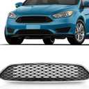 Front Upper Grill Honeycomb Style Grille Black With Chrome Compatible With 2015-2018 Ford Focus S SE F1EZ8200A