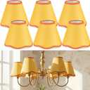 VIHOSE 6 Pack Chandelier Lamp Shades Mini Scalloped Bell Shade With Petal Edges 2.9" Top x 5.9" Bottom x 5.1"High Fabric Lampshade Clip On Bulb For Wall Living Room Bedroom Easy Assembly (Orange)