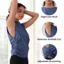 Women's Workout Tank Tops 2025 Summer Yoga Shirts Athletic Top Gym/Running Cropped Tank Tops (Blue, XL)