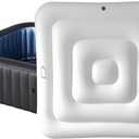 4.2Ft Inflatable Hot Tub Cover,Energy Saving Lid for Square Hot Tub,Outdoor Inflatable Hot Tub,Foldable Protective Rain Overflow Cover for Inflatable Outdoor Hot Tubs