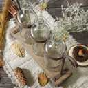 Rustic Flower Vase Set with Rack Stand Farmhouse Glass Bottles for Decor Table centerpieces