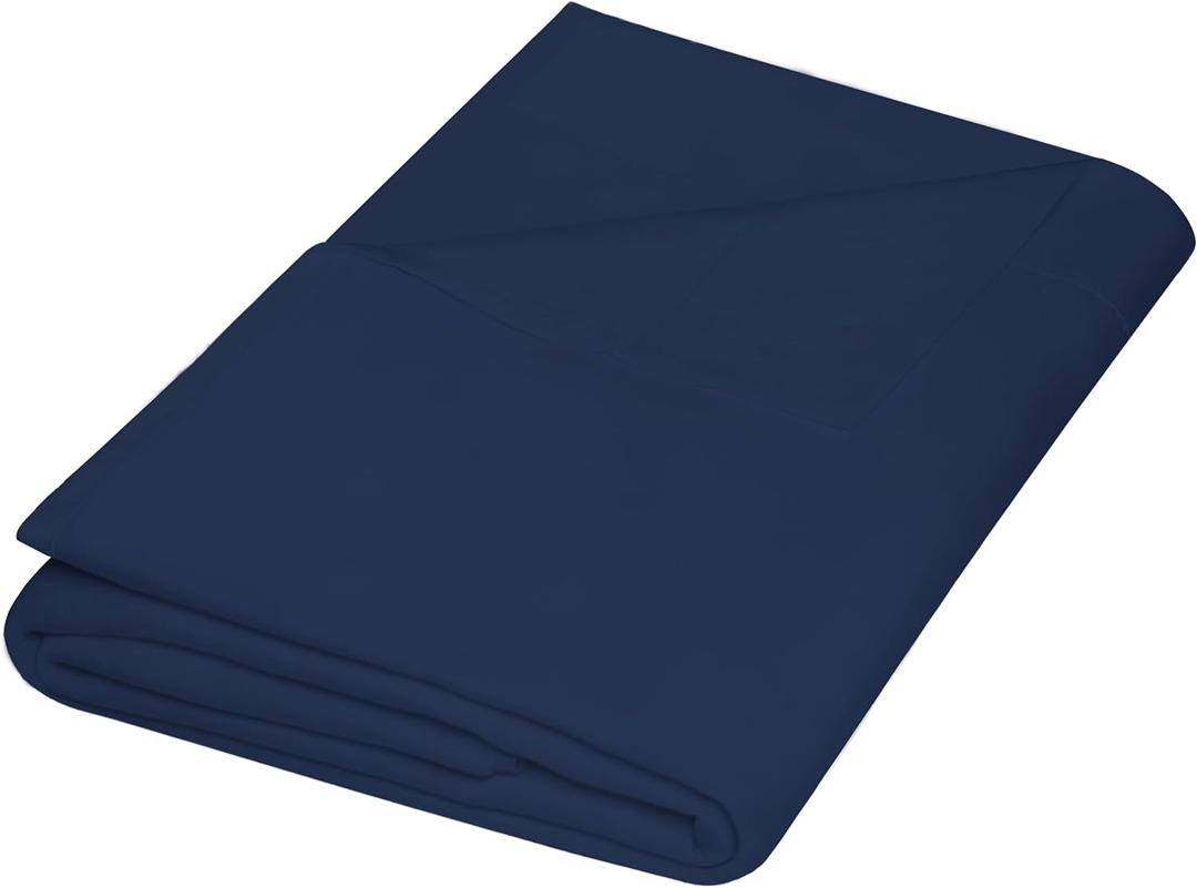 ZPECC Twin Flat Sheet Only 1 Pack, Durable Navy Top Bed Sheets Hypoallergenic Soft Brushed Microfiber Color-Coded Label, 66"x96"