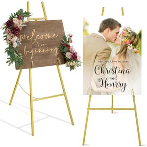 ARTASY 50" Gold Easel Stand for Wedding Signs, Posters, Portable Artist Easel for Painting Canvas, Large Display Easel for Home and Office