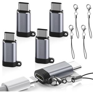 5 Pack USB C to Lightning Charge Adapter for iPhone 16 15, Lightning to USB C Adapter with Fast Charge Data Transfer for iPhone 16 15 Plus Pro Max, Galaxy S24 S23, Pixel 8 7 6, iPad Pro, Macbook Pro