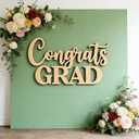 "Congrats Grad" Sign for Backdrop, Wooden Congrats Graduation Sign Class of 2026 Grad Party Sign Photo Prop Graduation Party Decor, Cutout Ornament for Backdrop Decoration, DIY Color
