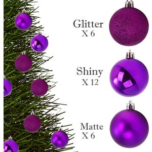 Emopeak 24Pcs Christmas Balls Ornaments for Xmas Tree - Shatterproof Hanging Balls for Holiday Wedding Party Decoration (Purple, 1.2"-3.1CM)