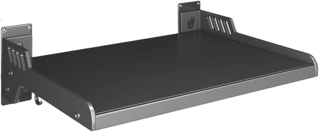 Microwave Shelf 14x20'' Microwave Shelf 110 lbs Loads Wall Mount Carbon Steel Microwave Wall Shelf with 6 Movable Hooks Adhesive/Drilling Install Microwave Rack Kitchen Organizer, Microwave Rack