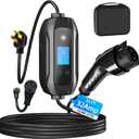Portable Level 1 & Level 2 EV Charger with J1772 Connector, 23FT Cable, 240V 32A (7.68KW) Electric Car Charger, NEMA 14-50 Plug and NEMA 5-15 Adapter, Home Car Charger for J1772 Electric Car