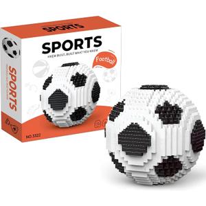 Soccer Building Blocks 850pcs - STEM Educational Toy for Kids Ages 8+, White & Black Football Bricks for Creative Play, 10 inches