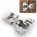 Chibery 4 Pack 7/16" Overlay 4D Concealed Hinges for Face Frame Door, Soft Close On/Off Switch, Self Closing, 105 Open Angle Concealed Stainless Steel Hinges for Framed Cabinet, Satin Nickel