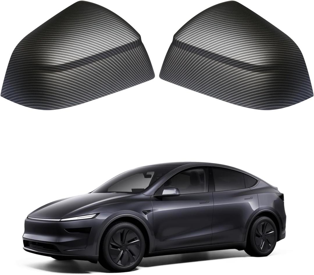 Rearview Mirror Guard Cover for Tesla Model Y Juniper 2025 2026 Side Mirror Cover Exterior Accessories of 2pc (Matte Carbon Fiber) (Not fit 2026 Standard & Performance)