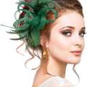 Markest Women's Fascinators Tea Party Headpiece Derby Hat Feather Headwear for 20s Party Accessory Cocktail Wedding