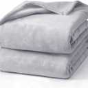 Hansleep Fleece Light Grey Twin Blanket, Super Soft Flannel Fuzzy Plush Cozy Blanket for All Seasons, Light Grey, Twin 60x80 Inches