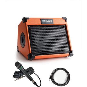 Acoustic Guitar Amplifier, 20 Watt Bluetooth Amp for Guitar Acoustic with Reverb Chorus Effect, 3 Band EQ Including Microphone and Audio Cable
