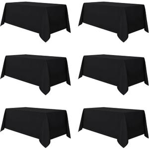 sancua 6 Pack Black Tablecloth 90 x 132 Inch - Rectangle Table Cloth for 6 Feet Tables Stain and Wrinkle Resistant Washable Polyester Table Cover for Dining Wedding Banquet Party Buffet Restaurant