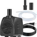 SongLong 200GPH(750L/H) 9.9ft Power Cord Submersible Pump, Water Fountain Pump with 5.3ft Lift for Ponds, Water Fountains, Aquariums & Hydroponics.