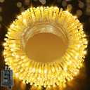 Ollny Christmas Lights 200LED 60FT Indoor, Warm White Connectable Plug in String Light Outdoor, 8 Modes Waterproof Timer LED Fairy Lights for House Outside Bedroom Patio Balcony
