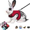 Ferret Harness and Leash Set Escape Proof, Soft Rabbit Mesh Vest Adjustable Buckle for Bunny Guinea Pig Hamster Walking Small Animal Pets Rat, Red M (M (Neck:5.5"-7" Chest:6.2"-8.5"))