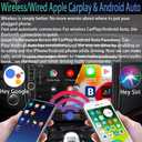 Double Din Car Stereo with Wireless Apple Carplay,Wireless Android Auto,7 inch HD Touch Screen Car Radio with Bluetooth, Car Audio Receiver with Backup Camera,Mirror Link,FM/USB/AUX/TF/Subwoofer