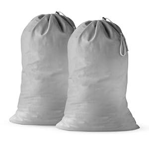 2 Pack - Extra Large Cotton Laundry Bag, Heavy Duty Large Laundry Bags 24 x 36 inch XL Drawstring Travel Organizer Bag Fit Hamper Basket Camp (Dark Grey, Pack of 2)