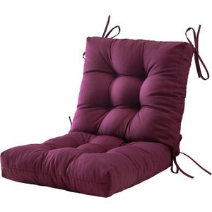 BLISSWALK Outdoor Chair Cushions,40"x20"x4",Low BackTufted Thick Outdoor Wicker Lawn Seat Cushion with Ties for Patio Furniture,Purple