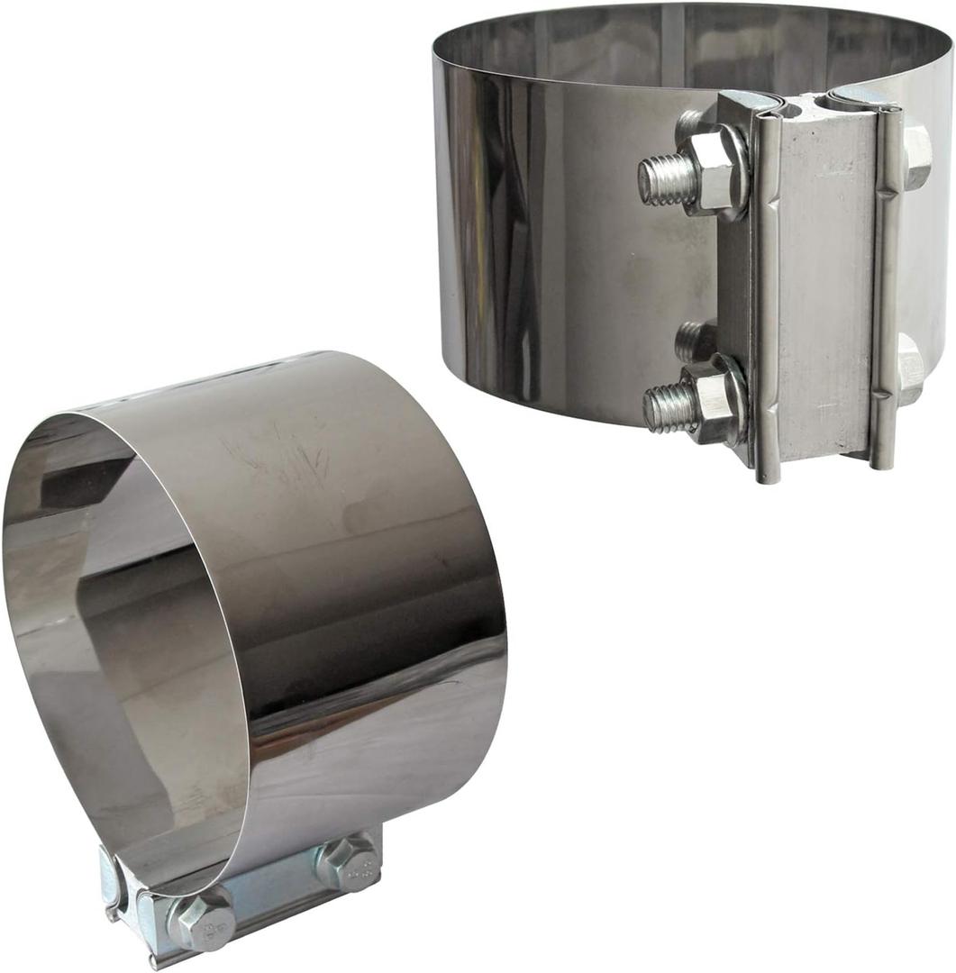 2PCS Exhaust Clamps 5 Inch Butt Joint Exhaust Pipe Muffler Clamp Band Stainless Steel Car Pipes System Connection for Cars