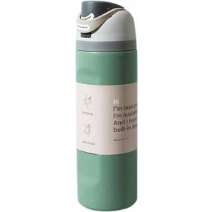 32 Oz Insulated Stainless Steel Water Bottle with Straw - Reusable Sports Bottle Suitable for Kids, School, Travel & Gym (green, 32Oz) (33.8 Ounces)