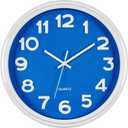 Bernhard Products Blue Wall Clock 12.5 Inch Silent Non-Ticking Modern Stylish Quartz Clocks for Home Kitchen Office Bedroom Boy's Room Nursery Kids School Classroom Battery Operated Easy to Read