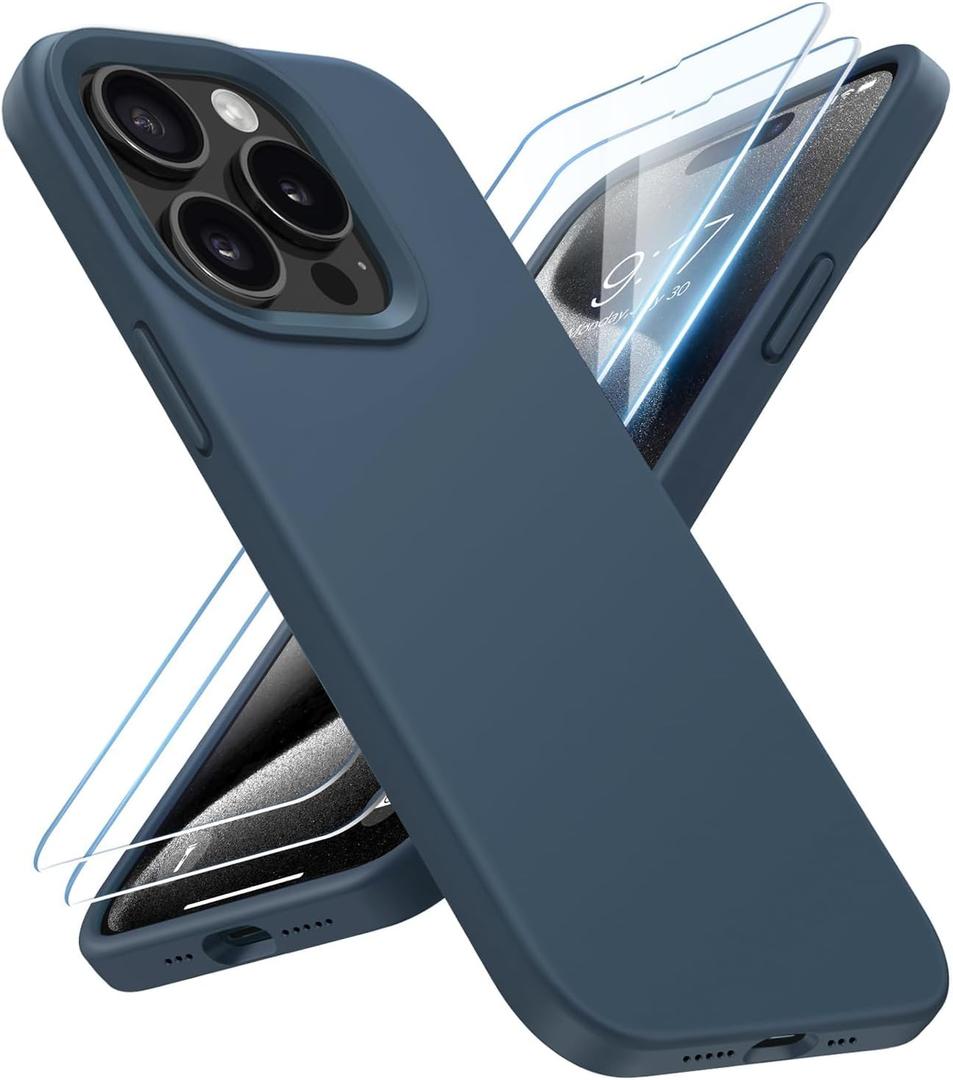 for iPhone 15 Pro Case Liquid Silicone Slim Shockproof Protective Cover 6.1 Inch Anti-Scratch Drop Protection,Deep Navy