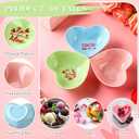 Tanlade 3 Pcs Valentine's Day Candy Bowls Mini Ceramic Serving Bowl for Tiered Tray Candy Dishes Valentine's Day Party Supplies for Treat Snack Fruit Candies Couple Sweet Talk Gift (Cute) (Pink, Blue, Green)