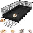 Small Animal Playpen with Waterproof Mat, Guinea Pig Cages,48"*24.6"*12.2"C&C Cage for Hamster, Rabbit, Hedgehog, Chinchilla, Ferret, Indoor Outdoor Portable Metal Wire Yard Fence, Metal Pet Panels-20pcs