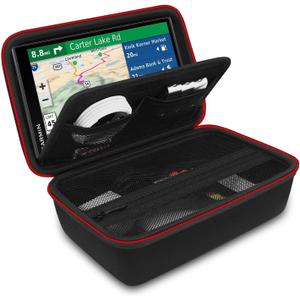 Hard GPS Case for 6-7 Inch Garmin DriveSmart 76/65/61/86, RV 750/780/785, dezl OTR700/610/800, Nuvi 2797LMT Garmin Catalyst, Truck GPS Traffic Navigation, Extra Room for Accessories (Blackred)