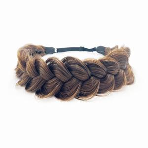 TOECWEGR Synthetic Hair Braided Headband Classic Wide Strands Wedding Disorderly Fluffy Braids Wig Band Women Beauty Accessory (A0212FBA)