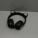 Glowing Cat Ears Headphones for Kids  VolumeLimited Headset with Breathing LED Lights, Soft Leather Earpads & Foldable Design (Black)