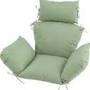 Outdoor Egg Chair Cushion with 8 Securing Straps, Water-Repellent & Fade-Resistant, Removable Cover, Replacement Cushion for Most Single Hanging Swing Egg Chairs – Sage Green