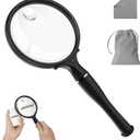 10X 30X Magnifying Glass, 90MM Anti-Glare Acrylic Lens, Handheld Reading Magnifier for Elderly and Fine Craft Observation (Black)