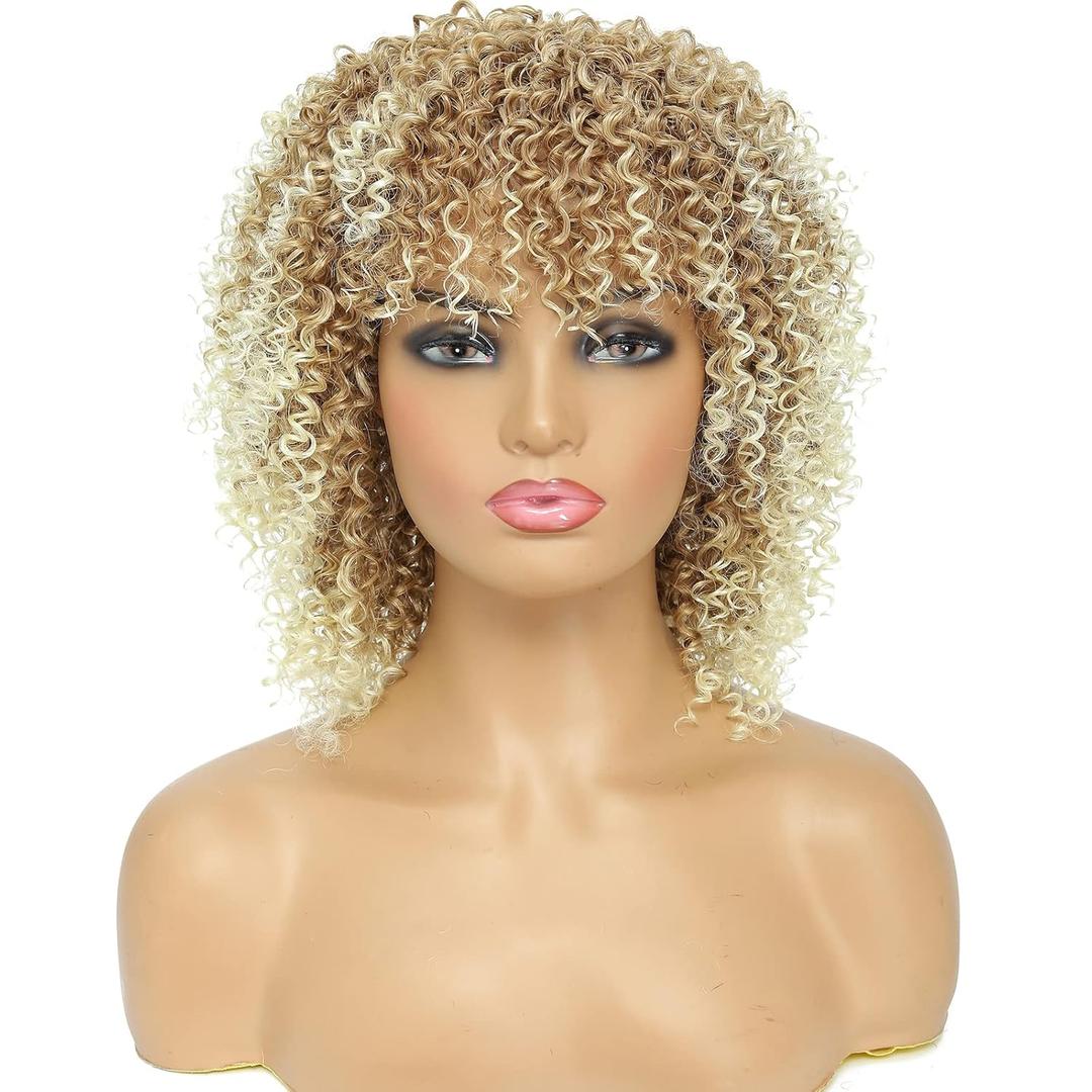 Blonde Curly Wigs for Black Women Short Afro Wigs for Black Women Afro Twist Hair (27-613)