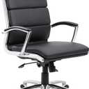 Boss Office Products CaressoftPlus Executive Chair, Traditional, Metal Chrome Finish 30D x 27W x 42H in