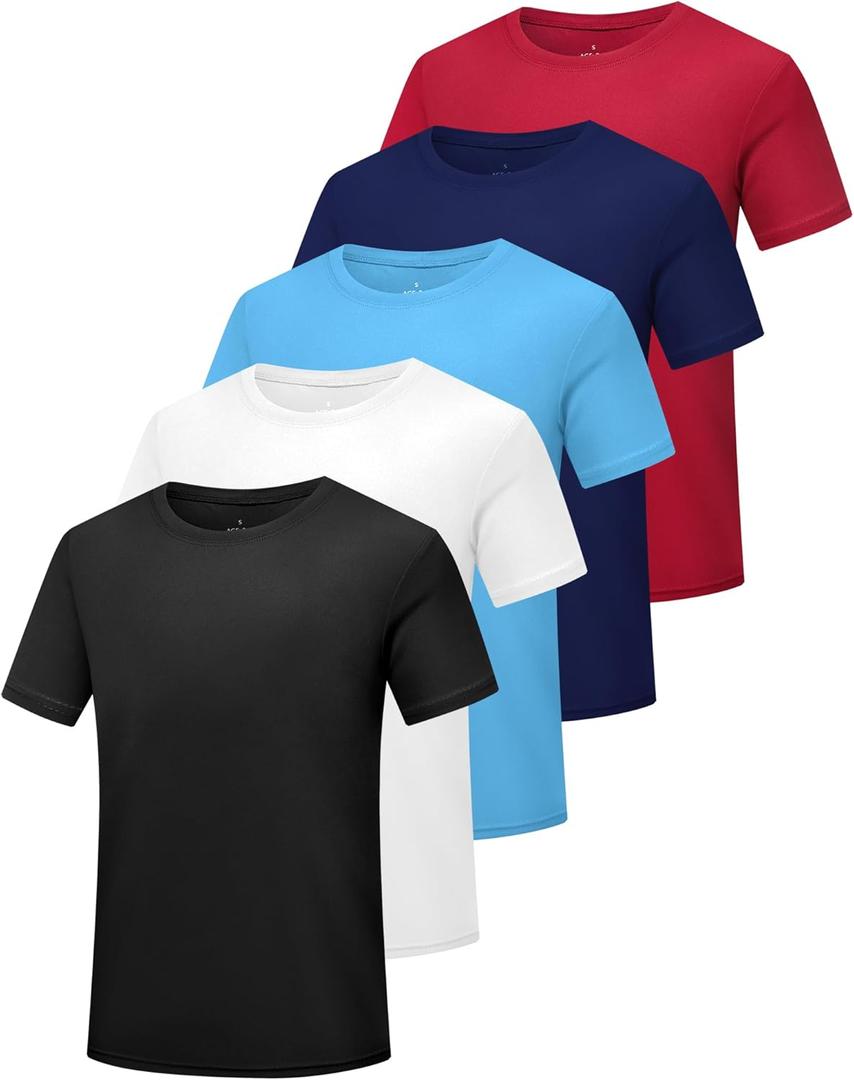 Boys Athletic Shirt Quick Dry Short Sleeve Performance Moisture Wicking T Shirt for Youth (M)
