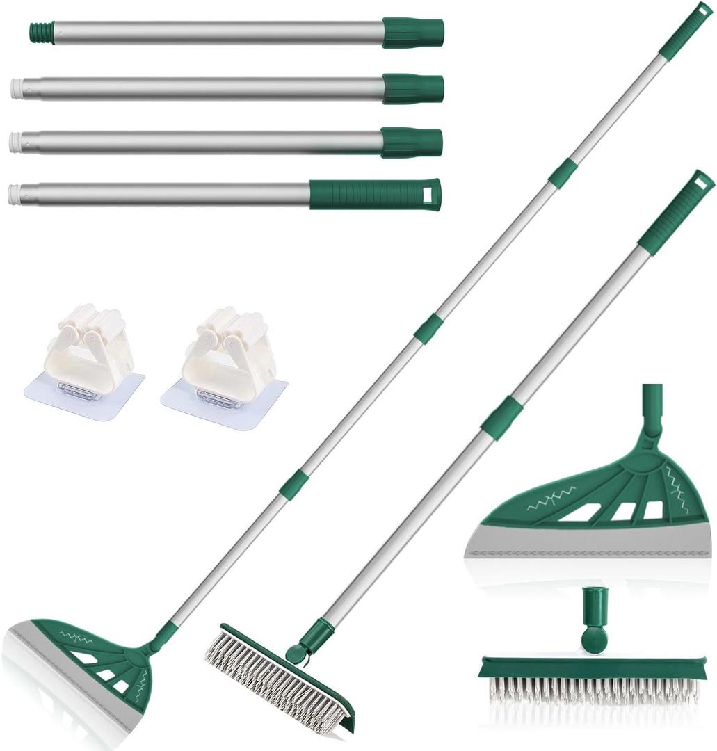 Air Broom Sweeper, Multifunction Silicone Broom, Household Floor Squeegee for Cleaning, Bathroom, Pet Hair, Dog Broom Brush Set Green