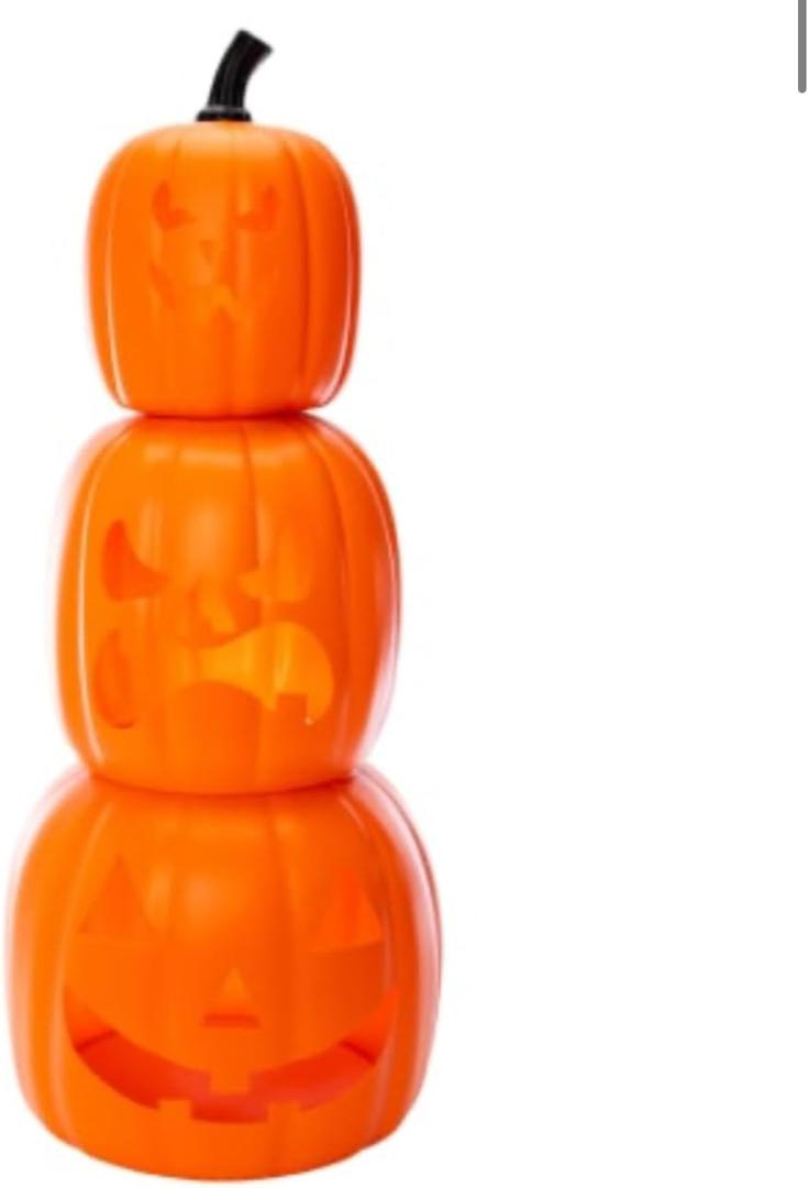 1616Holdings Halloween Decorative Plastic Stacking Carved Pumpkins Jack-o-Lanterns 3 Count