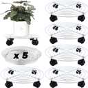 5 Packs Metal Plant Caddy with Locking Wheels 11.8 Inches Heavy-duty Wrought Iron Rolling Plant Stands with Casters Plant Dolly Plant Roller Base for Indoor and Outdoor Plant Pot Movers Saucers White