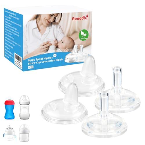Sippy Spout Nipples for Philips Avent Natural Baby Bottles, My Grippy Spout Sippy Cup and Natural Trainer Sippy Cup, Replacement Bottle Nipple BPA-Free,4 Count, 6m+