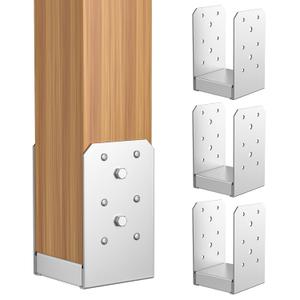 SPACEEUP 4x4 Post Base 4 Pcs, Internal 3.5" x 3.5" Post Anchor Adjustable Post Base Stainless Steel Concrete Post Anchor for Pavilion Deck Railing Support Decorative Anchor Plate